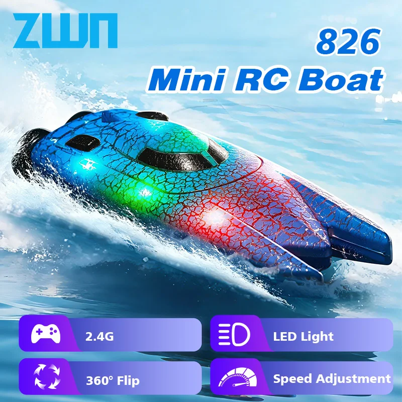 Rc Hobby Grade Boat - Mini łódka RC 2.4G ze światłami,